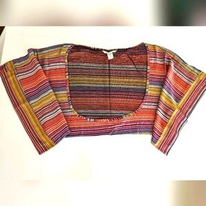 Trina Turk Womens XS Multicolor Shrug Striped Knit Open Lightweight
